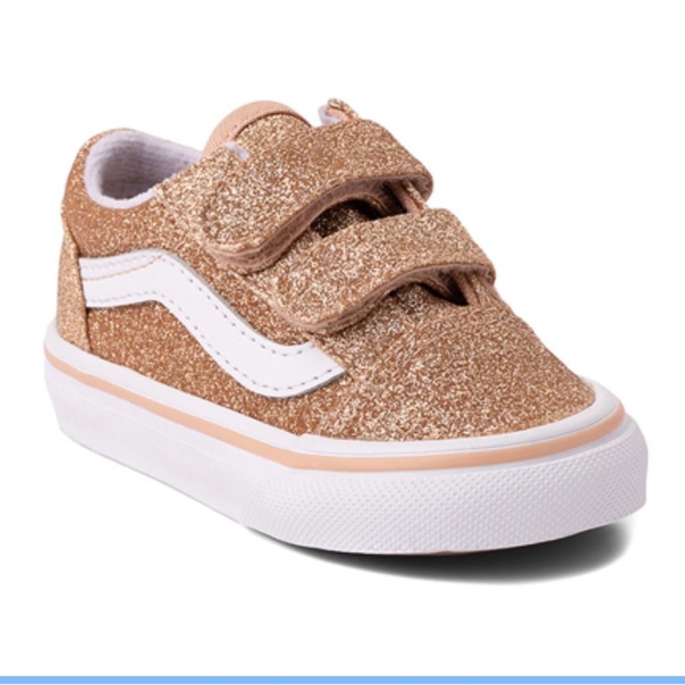 Vans Old Skool Gold Glitter Toddler Shoes 7c